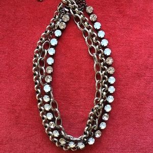 Layered crystal and silver necklace